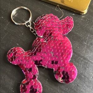 Pink Sequin Poodle Keychain